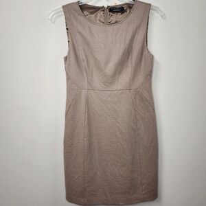 Elie Tahari for Nordstrom Beige Wool Dress Silk Like Lined Zip Up Back Sz 8